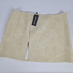 Pretty Little Thing Womens US Sz 6 Crm Marble Faux Leather Micro  Mini Skirt NWT